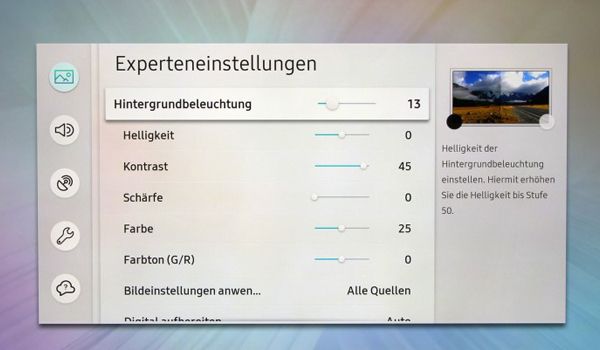 Samsung Q90R - Experteneinstellungen „Bild“
