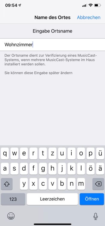 Der Name des Lautsprechers/Ortes kann selbst gewählt werden