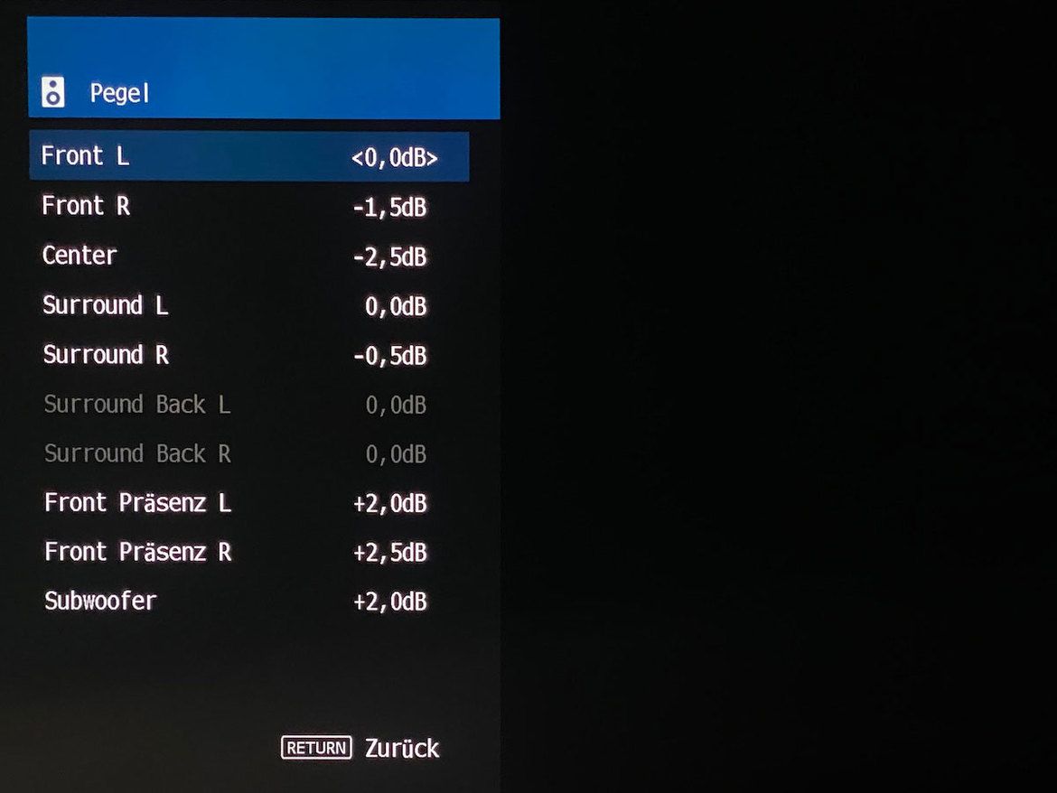 Yamaha RX-V6A - On Screen Display OSD