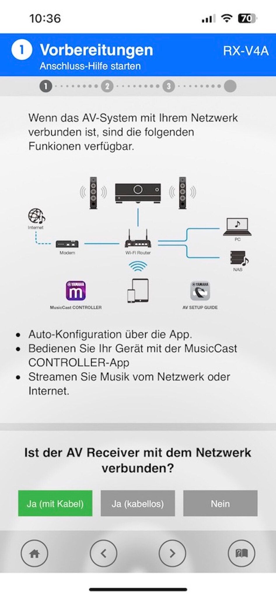Screenshot der Yamaha  AV Setup Guide App