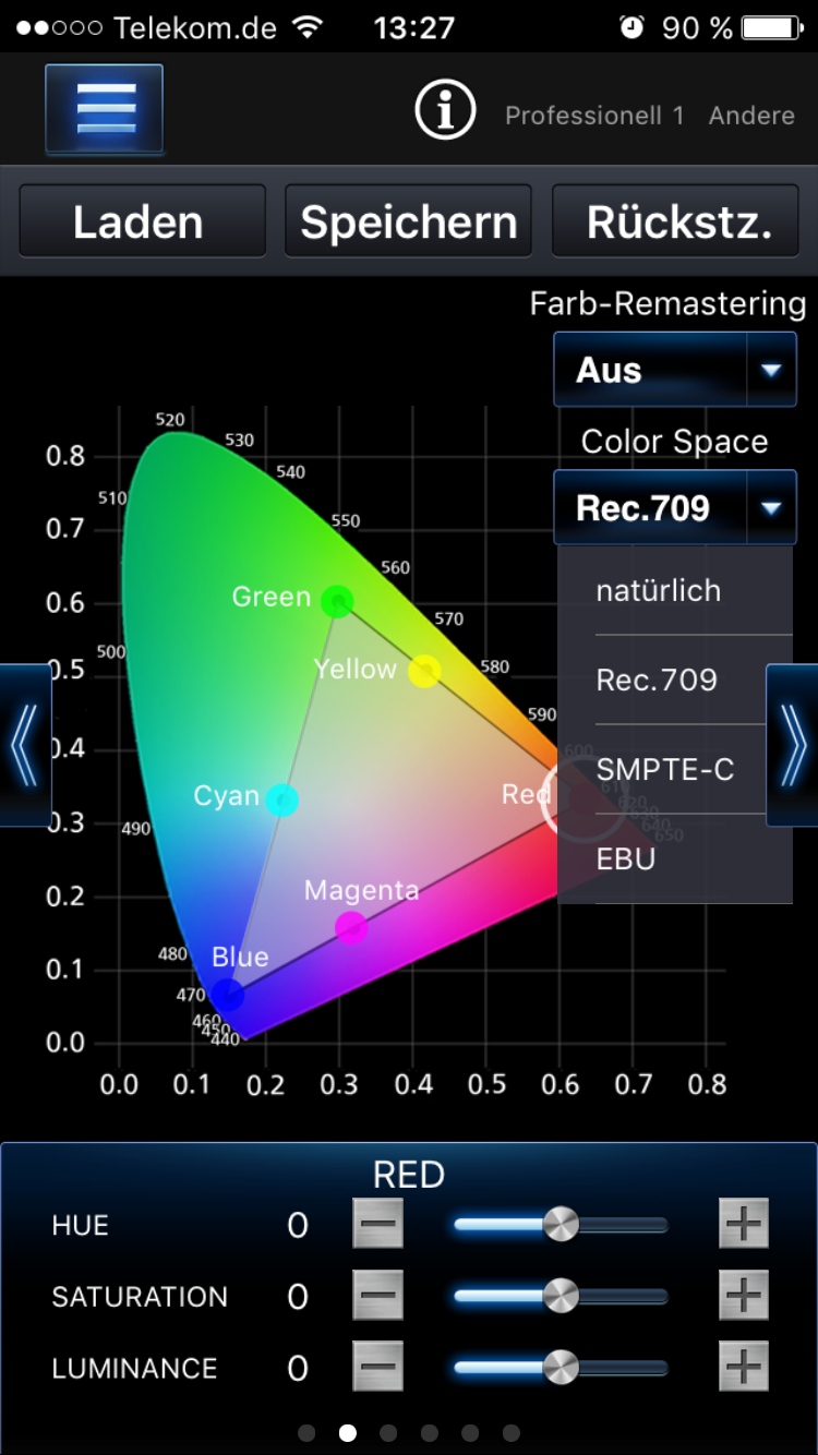 Video EQ der Panasonic App