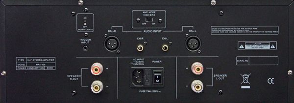 Rückseite des Advance Acoustic MAA 406