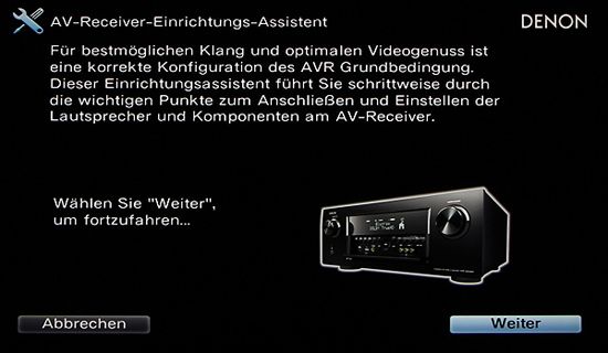 Denon AV-Receiver Einrichtungsassistent