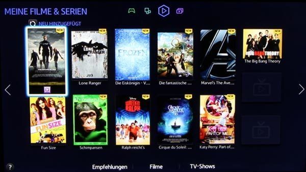 Screenshot der Video-on-Demand-Pattform bei Samsung