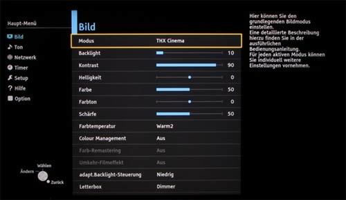 Typischers Fernseher-Menu