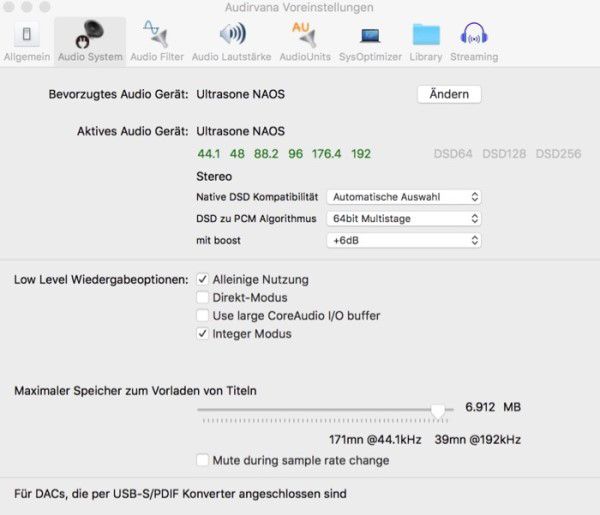Ultrasone NAOS in Verbindung mit einem Apple MacBook